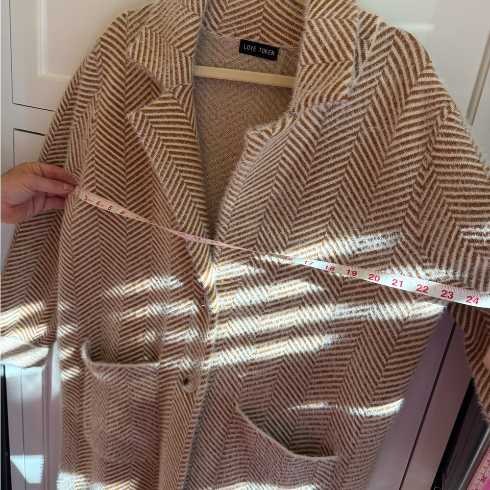 Love Token Beige Herringbone Jacket - image 5